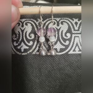 .925 Sterling Silver and Purple Igloo Earrings